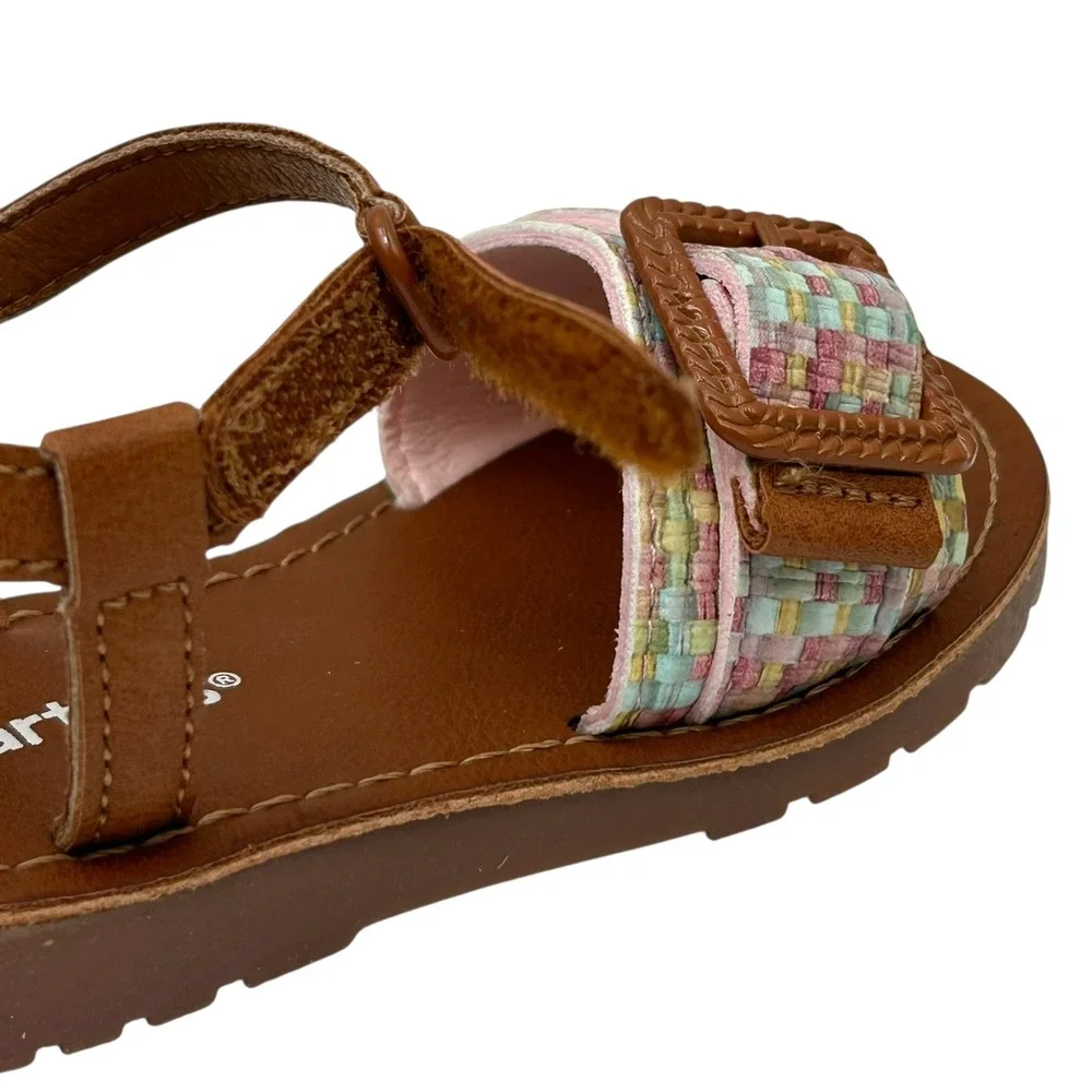 Carter's‎ Toddler Girls Open Toe Sandal Size 7 Brown-Multi Lightweight Comfort